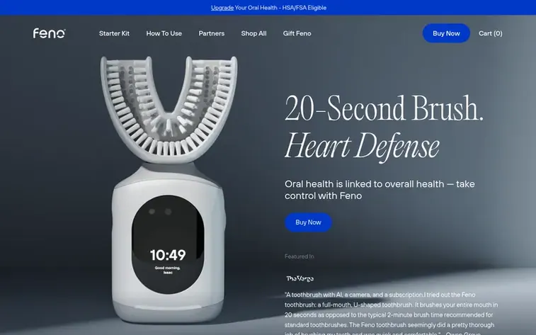 Screenshot of the Feno® homepage