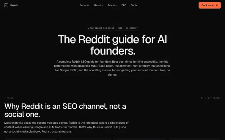 Screenshot of the Napkin homepage