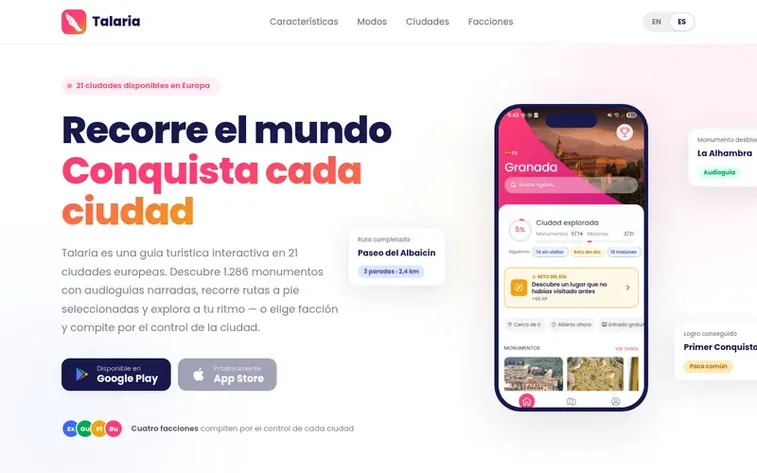 Screenshot of the Talaria homepage