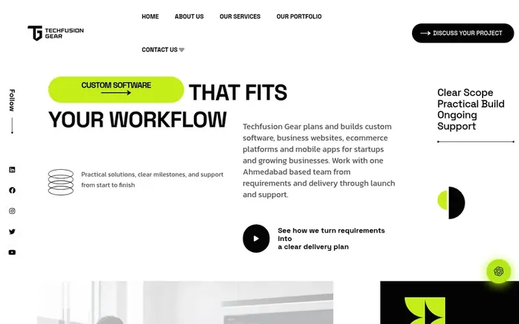 Screenshot of the Techfusion Gear homepage