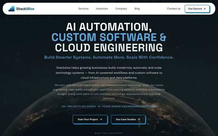 Screenshot of the StackWise IT Services homepage